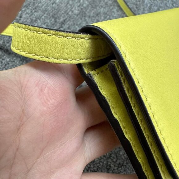 GUCCI Interlocking Wallet On Chain Yellow Leather Shoulder Bag 288-012725 - Picture 7 of 15